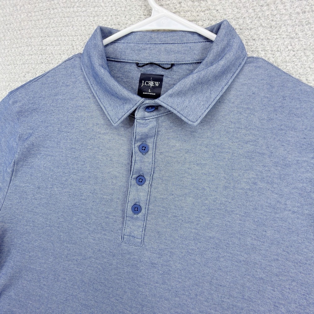 J.Crew Performance Oarsman Polo Shirt Mens Large Blue COOLMAX Moisture Wicking